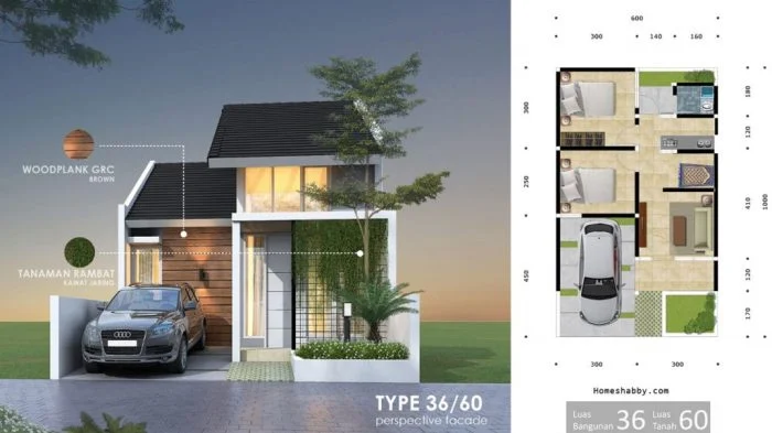 Gambar rumah minimalis tipe 36 dengan taman kecil depan