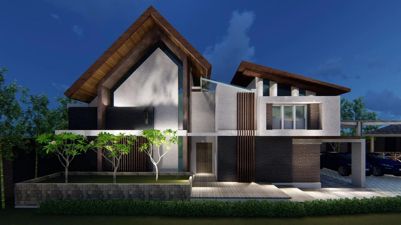 Aplikasi warna earth tone pada rumah minimalis modern tropis