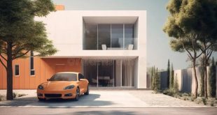 Desain rumah minimalis 2 lantai dengan garasi mobil dan ruang tamu luas